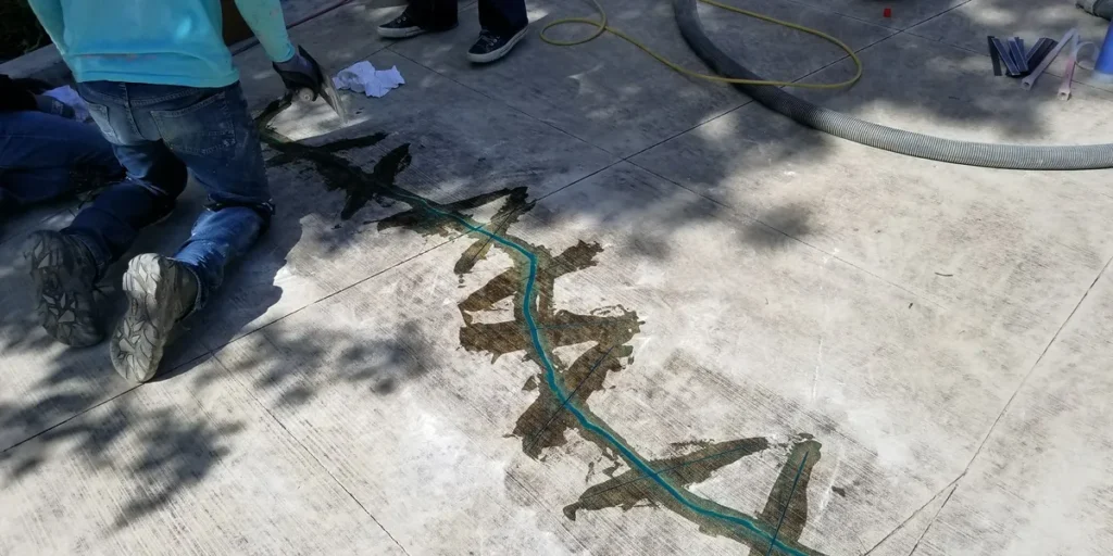 Allsource Supply Crew applying stitches to repair cracks